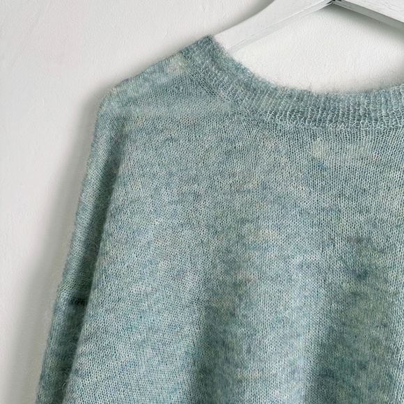 Isabel Marant Étoile Clifton fuzzy mohair loose boxy sweater celadon lagarconne - Picture 7 of 8